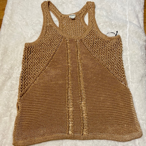 H&M CONSCIOUS COLLECTION GOLD CROCHETED RACER BACK TANK, SIZE LARGE - Picture 2 of 9